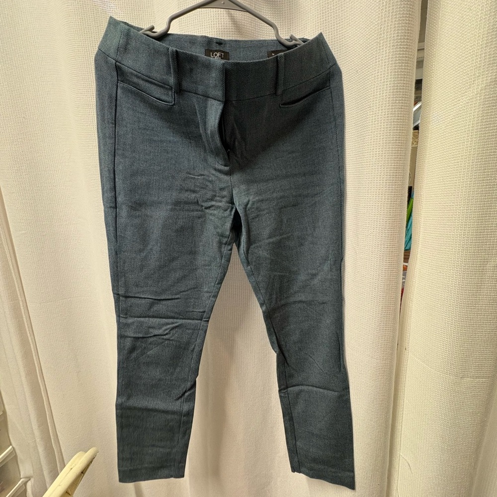Loft Teal Tweed Skinny Trousers